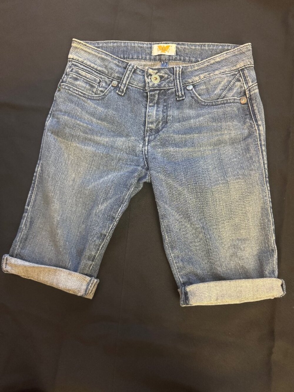 Antik denim knee-length jean short; Size 24